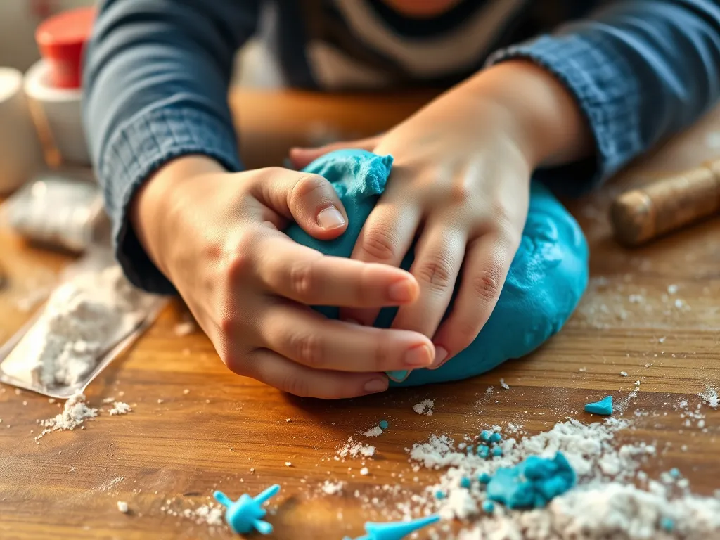 kneading-bright-blue-homemade-playdough