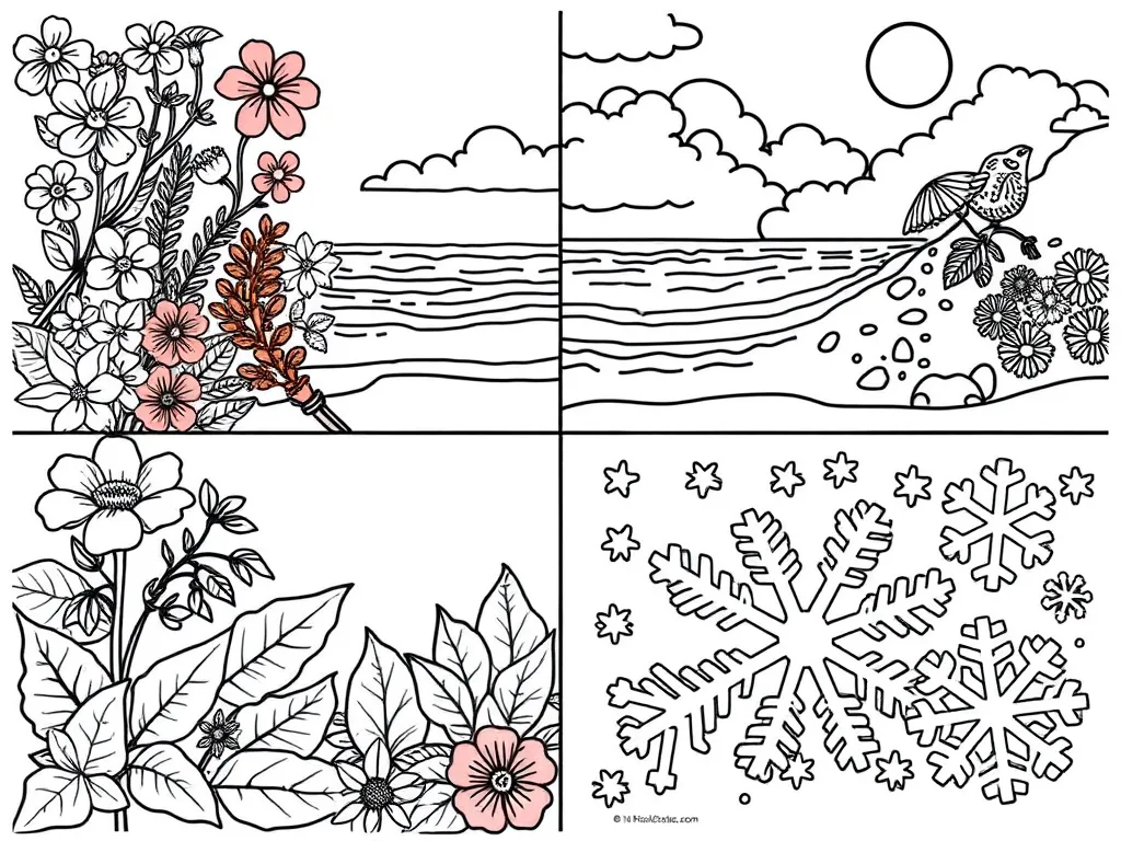 seasons coloring page