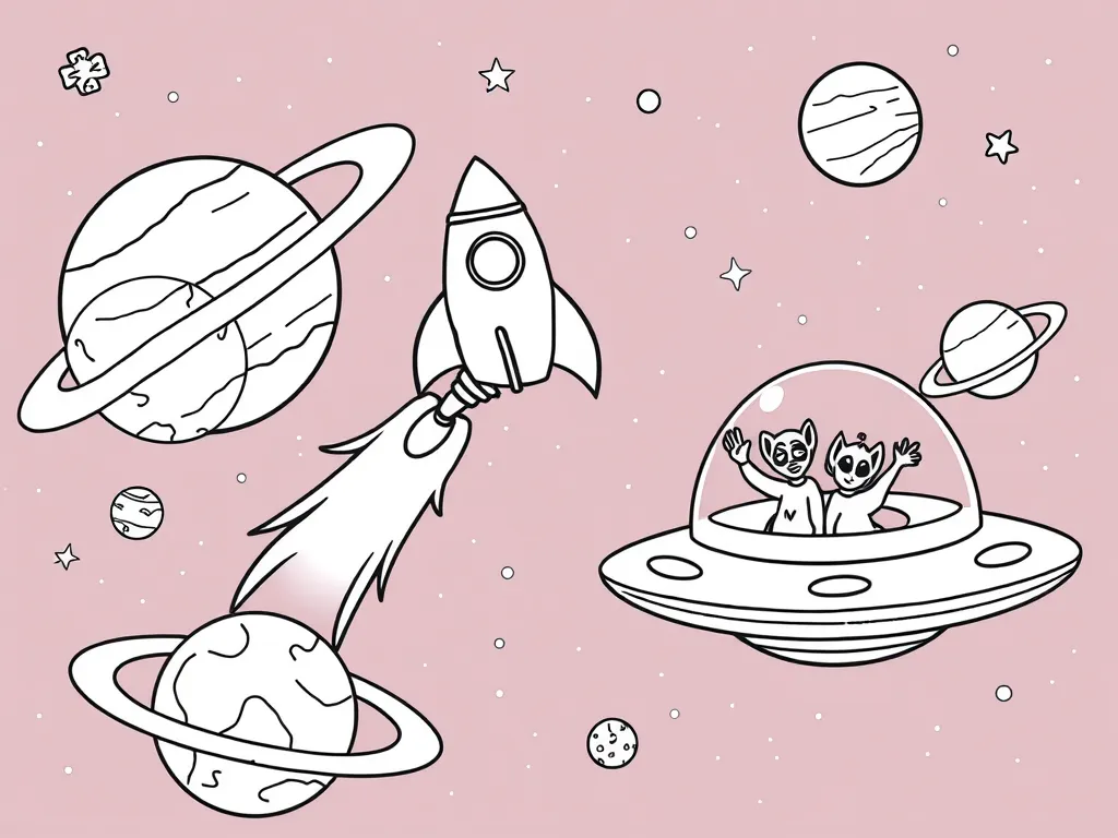 space coloring page