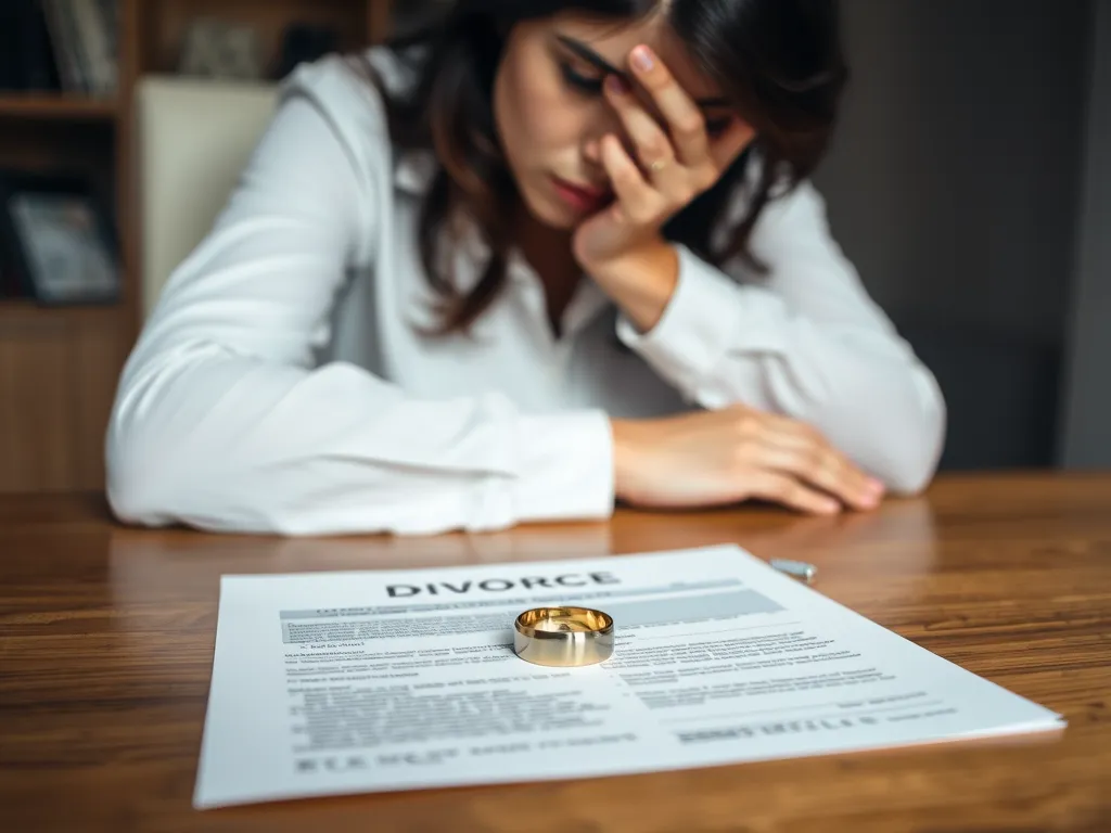 a woman signing a divorce papers